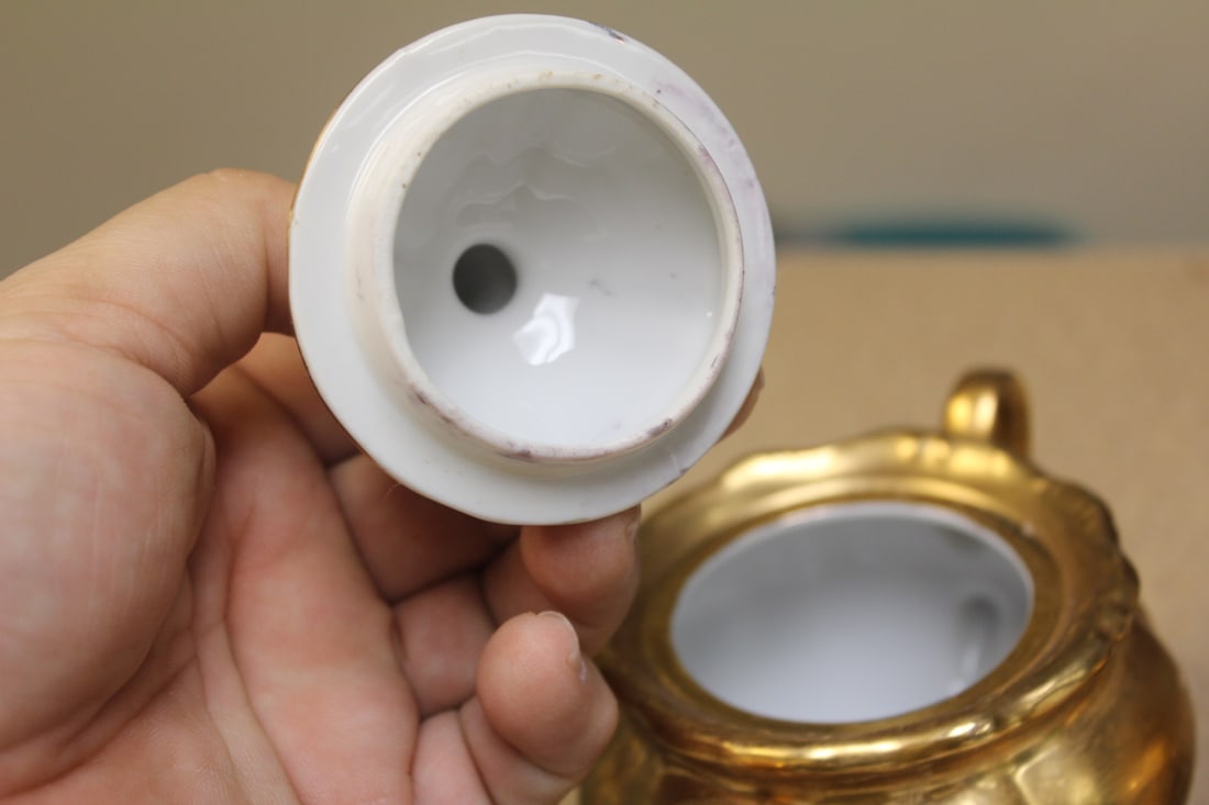 Gold Plated Ornate Cream and Sugar Container - 7