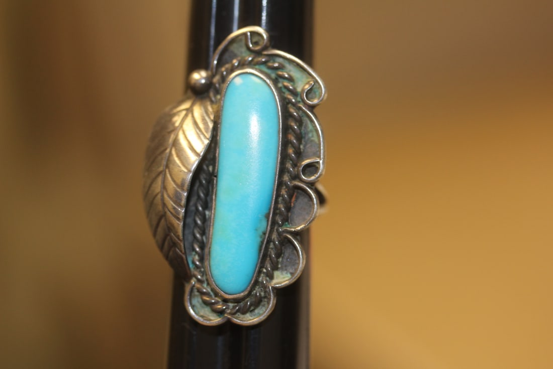 Sterling Turquoise Ring: Navajo? Or Native American - size 7