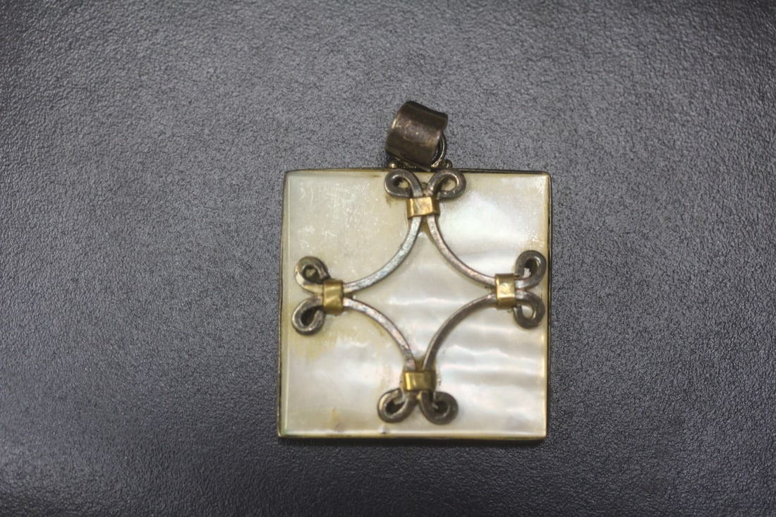Mother of Pearl and Sterling Square Pendant (1 of 6)