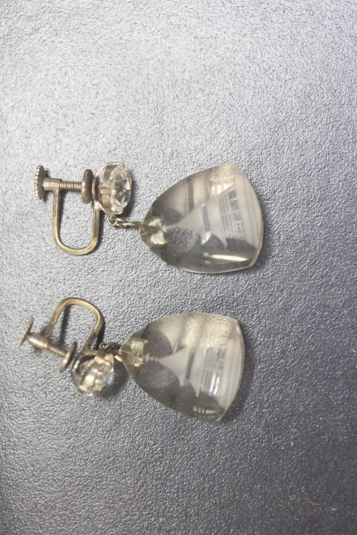Pair of Crystal Carved Earrings (1 of 3)