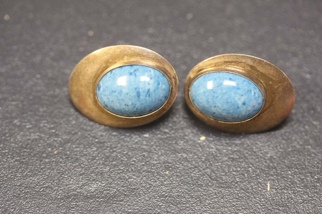 Pair of Turquoise and Sterling Earrings: as shown