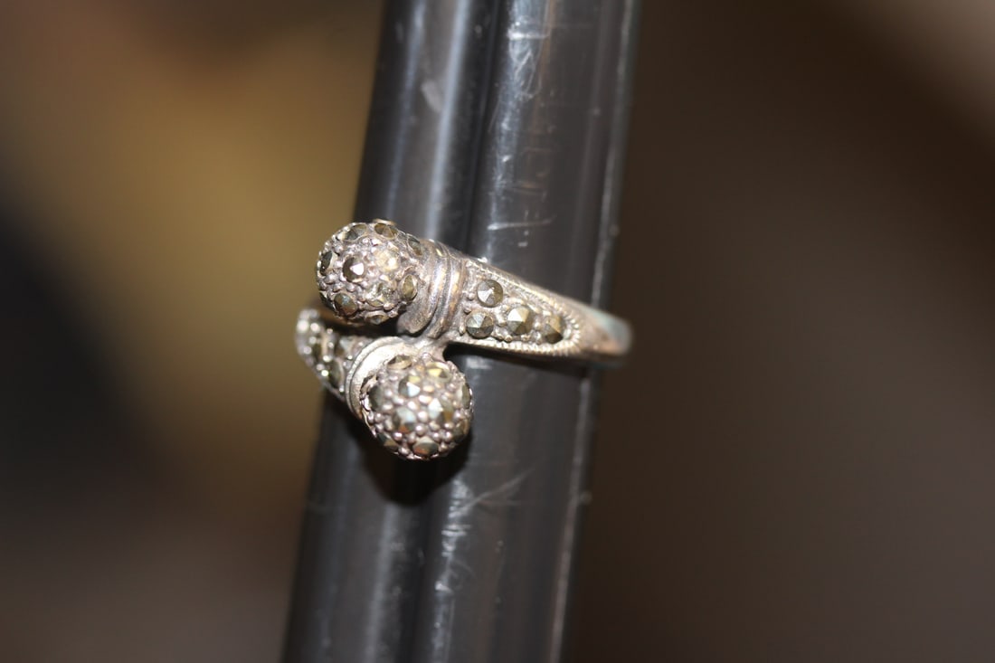 Sterling and Possible Diamond Chip Ring: as shown