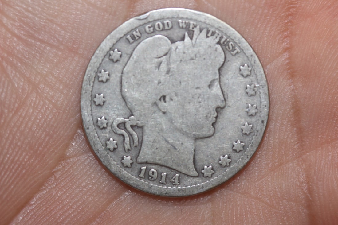 1914 Barber Silver Quarter: as shown
