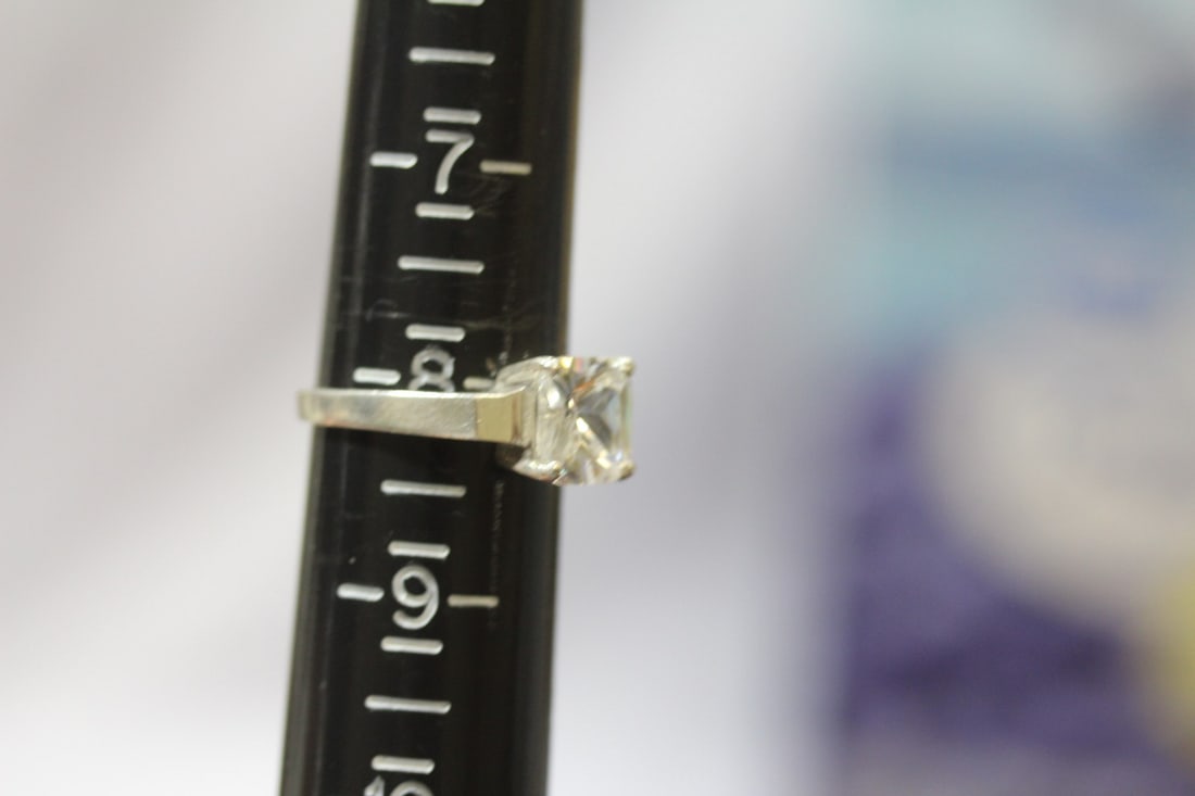 A Sterling And CZ Ring: Marked