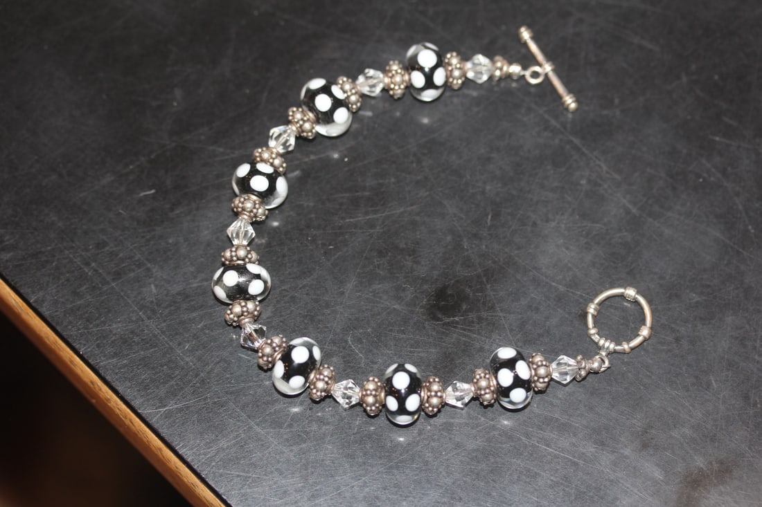 Art Glass Bracelet: 8 1/8" across unclapsed