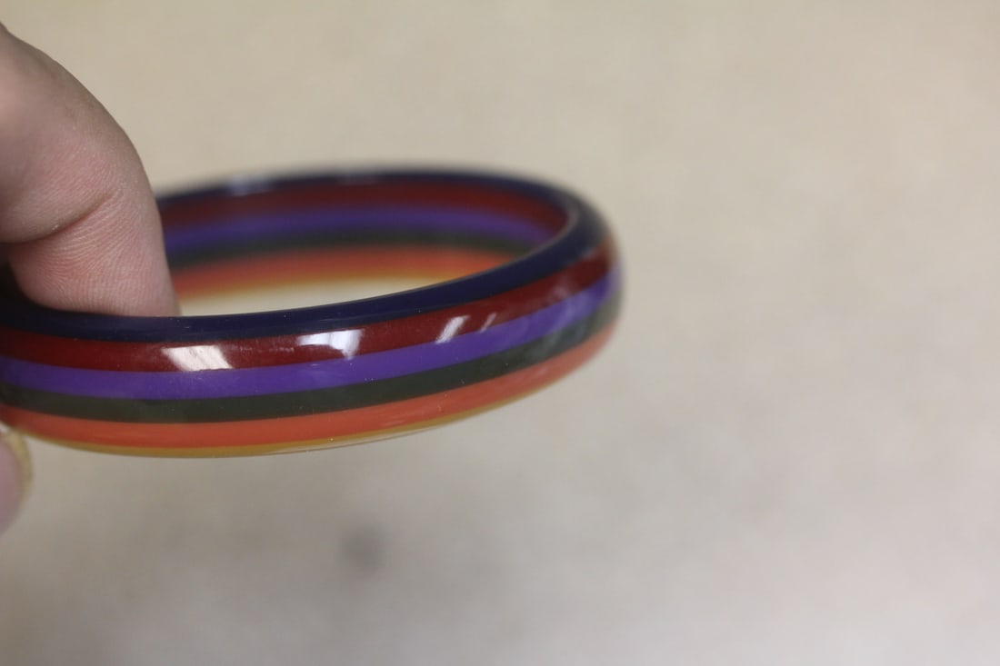 Lucite Bangle Bracelet: multicolour - inside diameter= 2 3/8"