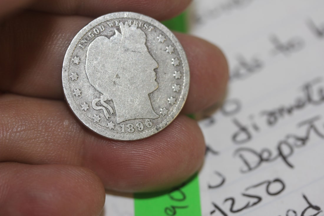 1896 Barber Silver Quarter: as shown on photos