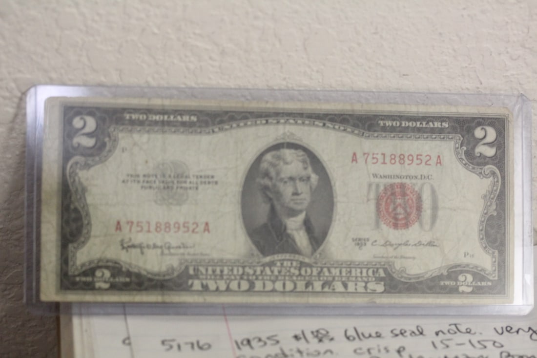 1953 Red Seal $2.00 Note: as shown