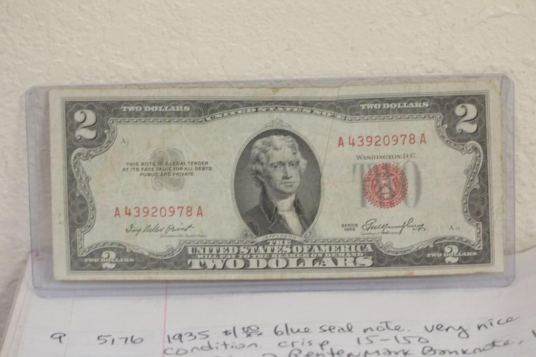 1953 Red Seal $2.00 Note: as shown