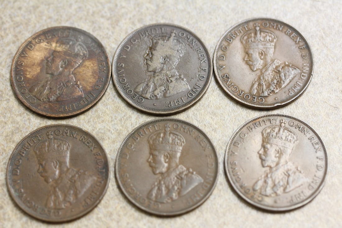 Lot of 6 Australian One Penny (1 of 2)