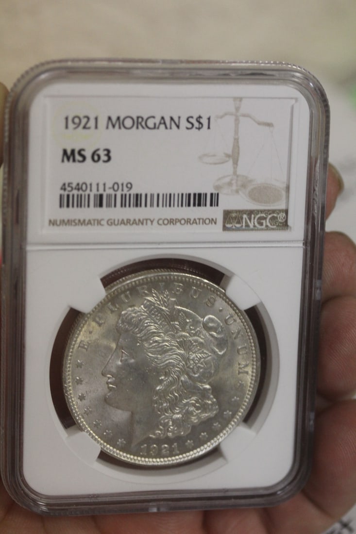 NGC Graded 1921 Morgan Silver Dollar: MS63