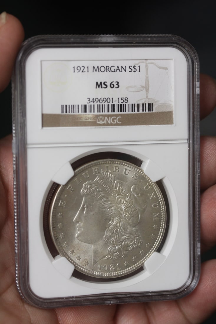 NGC Graded 1921 Morgan Silver Dollar: MS63