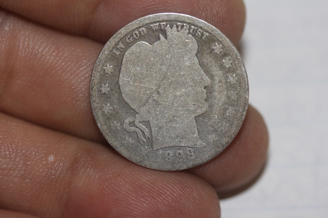 1898 Barber Silver Quarter: as shown