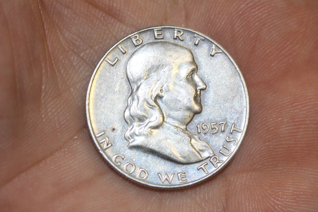 1957-D US Franklin Silver Half Dollar: as shown