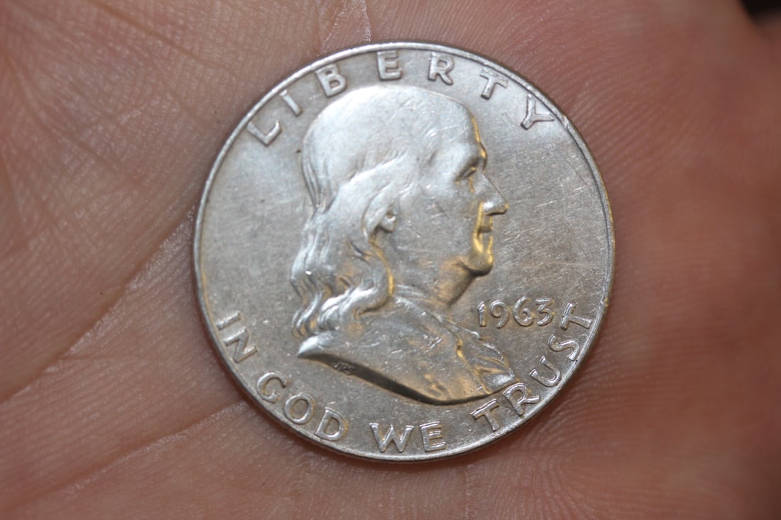 1963-D Franklin Silver Half Dollar: 90% silver