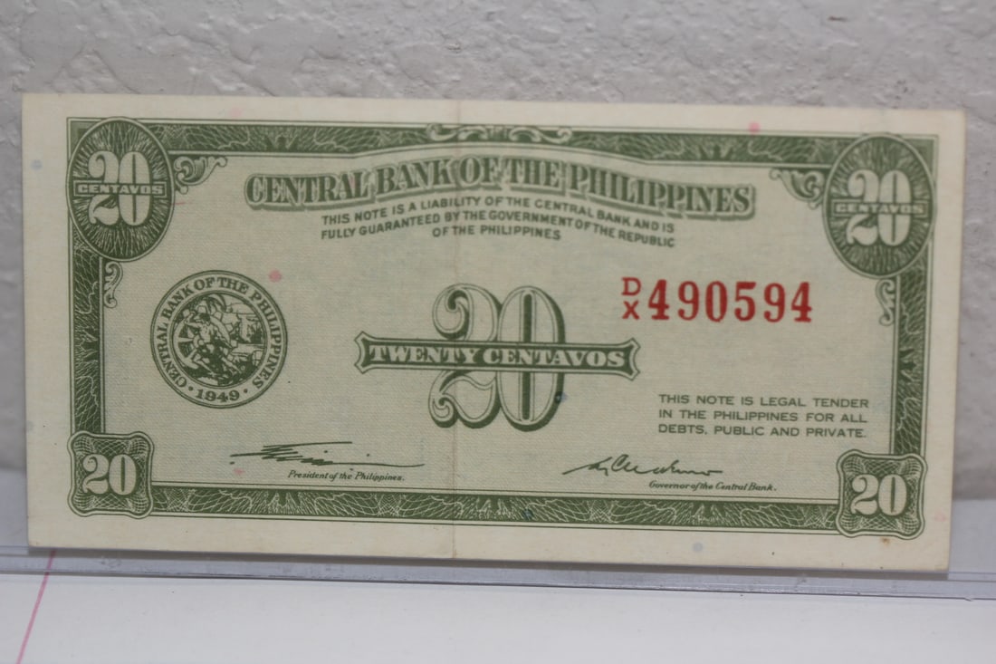 Philippines 20 Centavos Bank Note: as shown