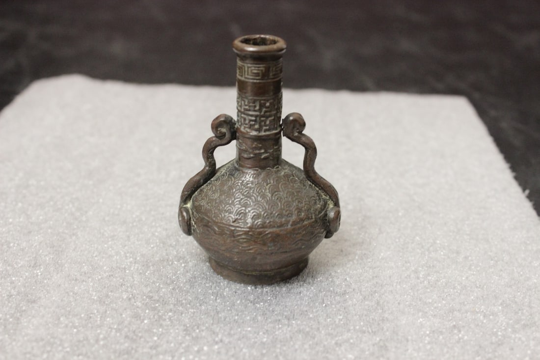 A Small Chinese Signed Bronze: very nice form and nice work - was told from the Han Dynasty, but really cannot tell - miniature - just under 3" tall