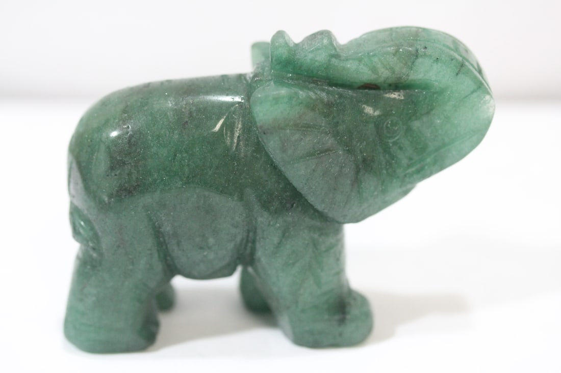 A Vintage Chinese Jade Elephant: please note: one bruise as shown - 3 inches across