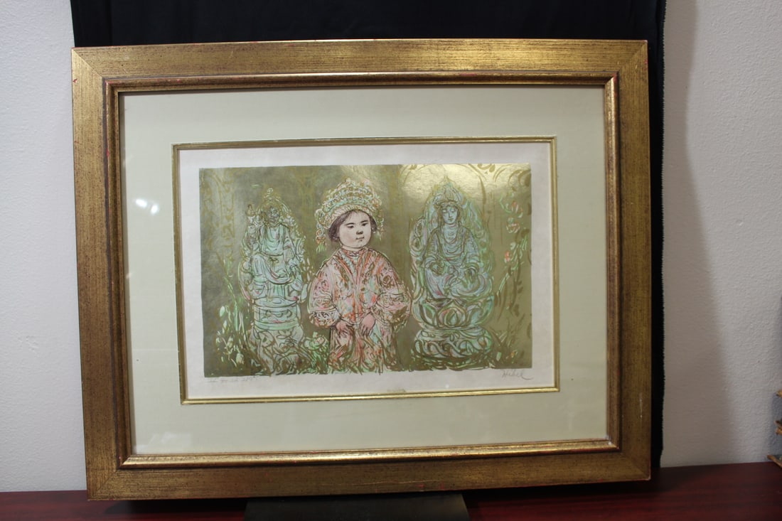 An Edna Hibel Lithograph - Signed: overall= 28" x 22"