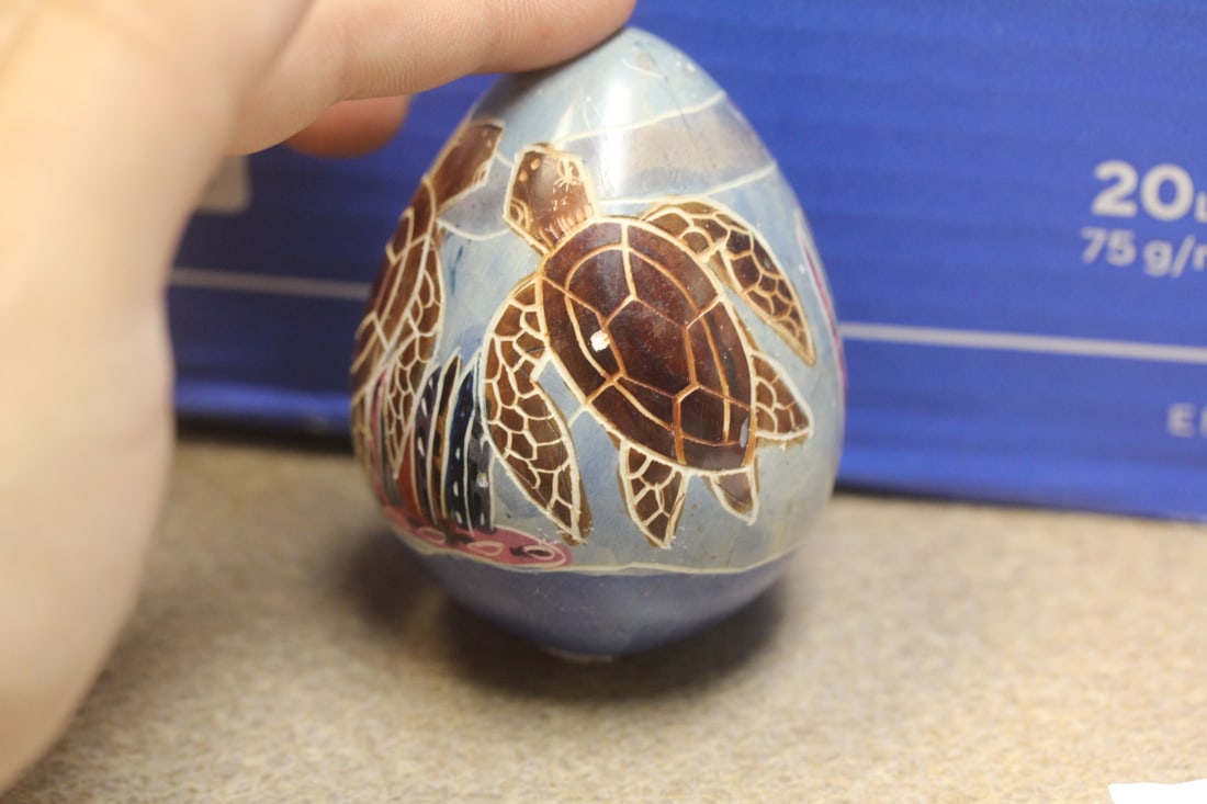 Carved Turtle Stone Egg - 2