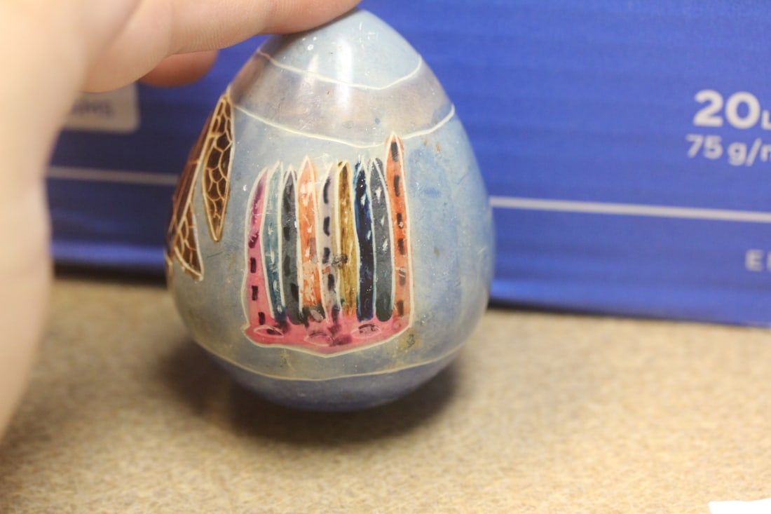 Carved Turtle Stone Egg - 3