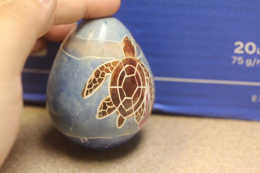 Carved Turtle Stone Egg - 4