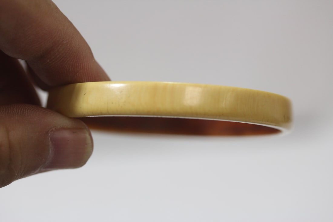 A Carved Bone Bangle Bracelet - 2