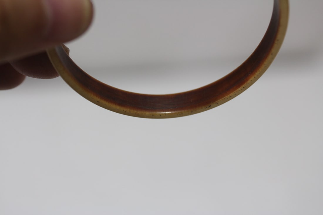 A Carved Bone Bangle Bracelet - 3