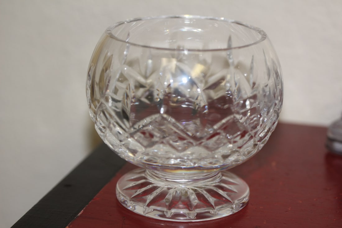 Signed Waterford Small Stem Bowl: cut crystal - 3 1/2 inches tall