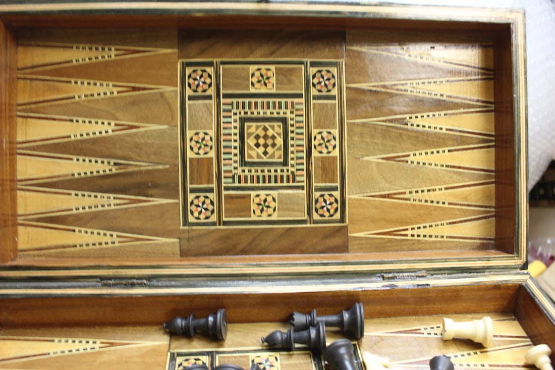 Chess/Checkers/Backgammon Board with Pieces - 3