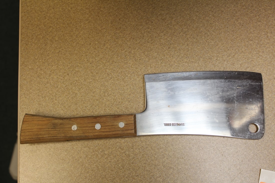 Stainless Steel Cleaver: 12 1/2" across