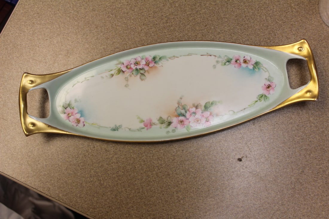 Royal Austria Long Two Handle Plate: asperagas vegetable plate - 14 1/2" long