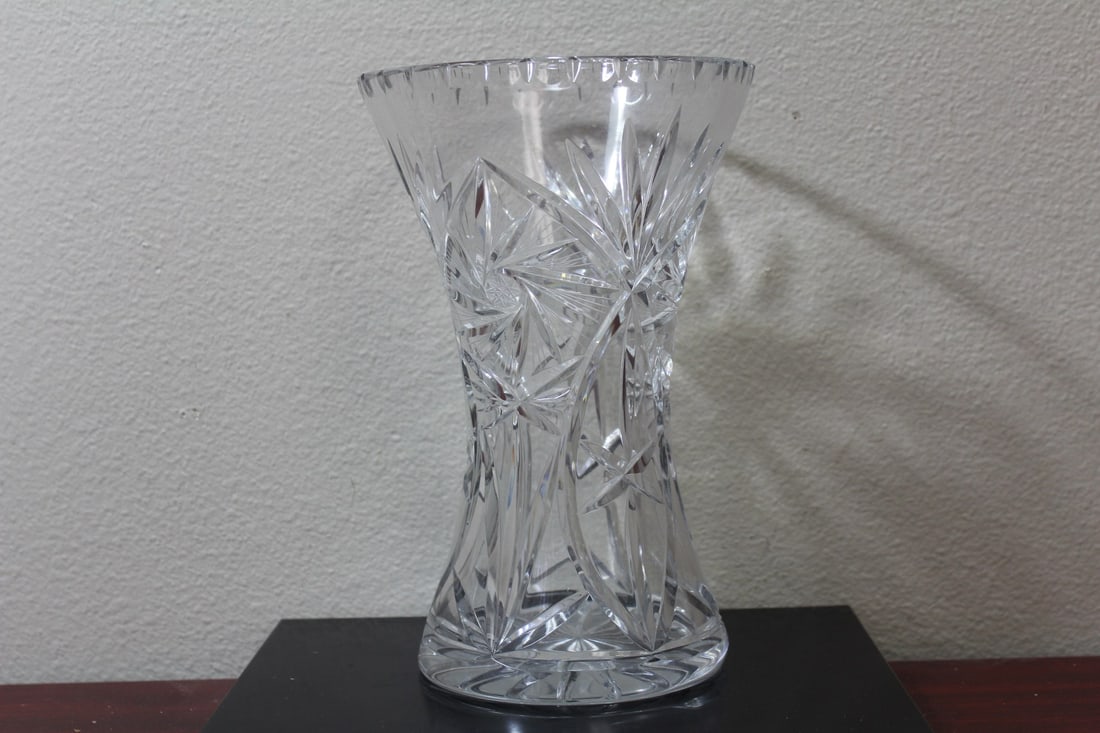 A Cut Glass Trumpet Vase: 9 1/2" tall