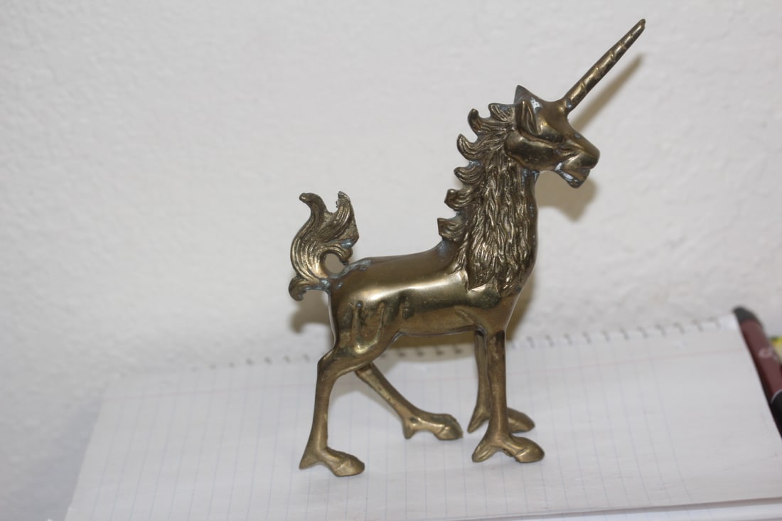 Brass Unicorn Horse: 6 3/4" tall