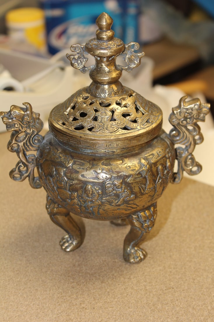 Chinese Bronze or Brass Incense Burner (1 of 7)
