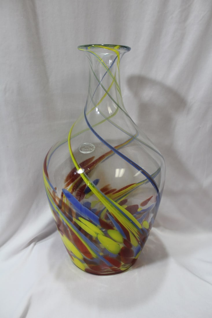 A Murano Art Glass Bottle: 15 1/2" tall