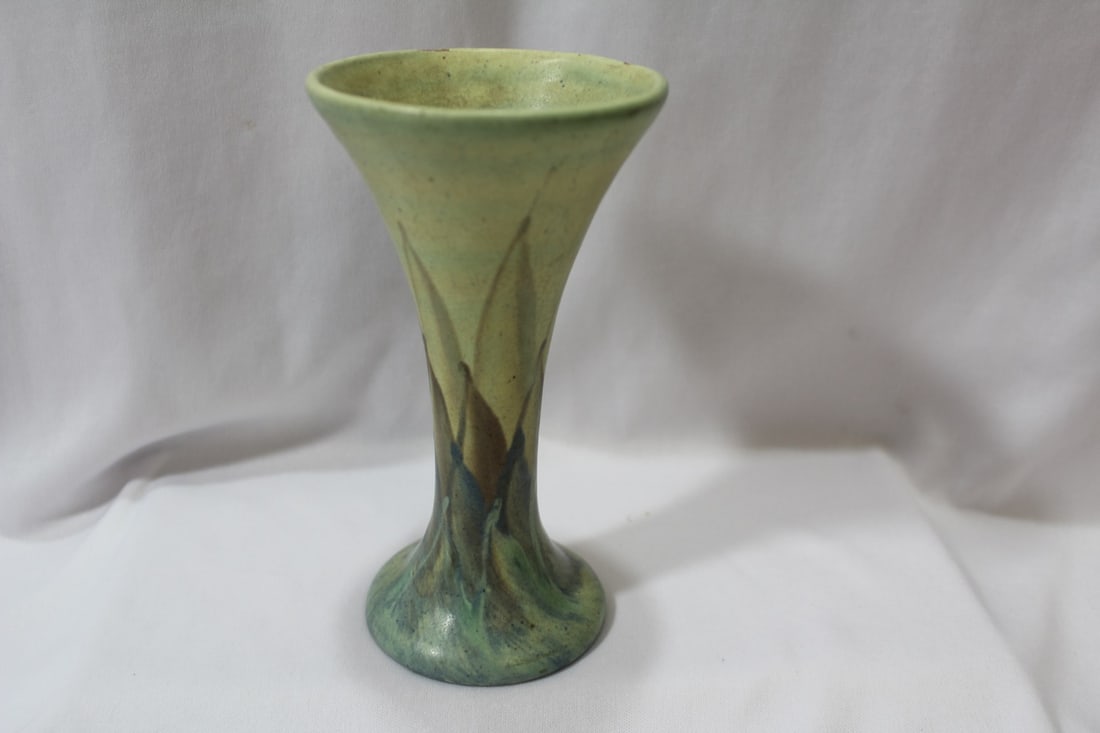 An Art Pottery Vase: Signed - glazed - loss on the rim as shown - 6 1/4" tall