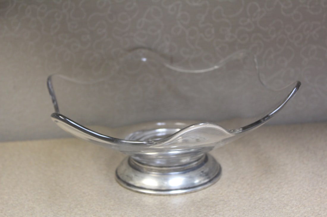 Sterling Rim Glass Bowl: marked sterling - 10" in diameter