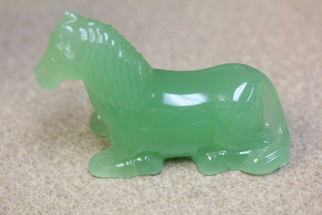 Chinese Green Glass Horse: 3 1/4" across