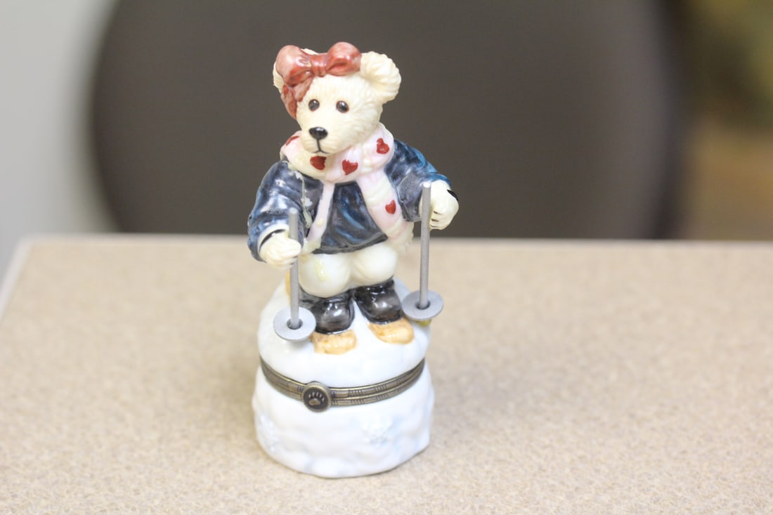 Teddy Bear Ceramic Trinket Box: limited edition - 4 1/4" tall