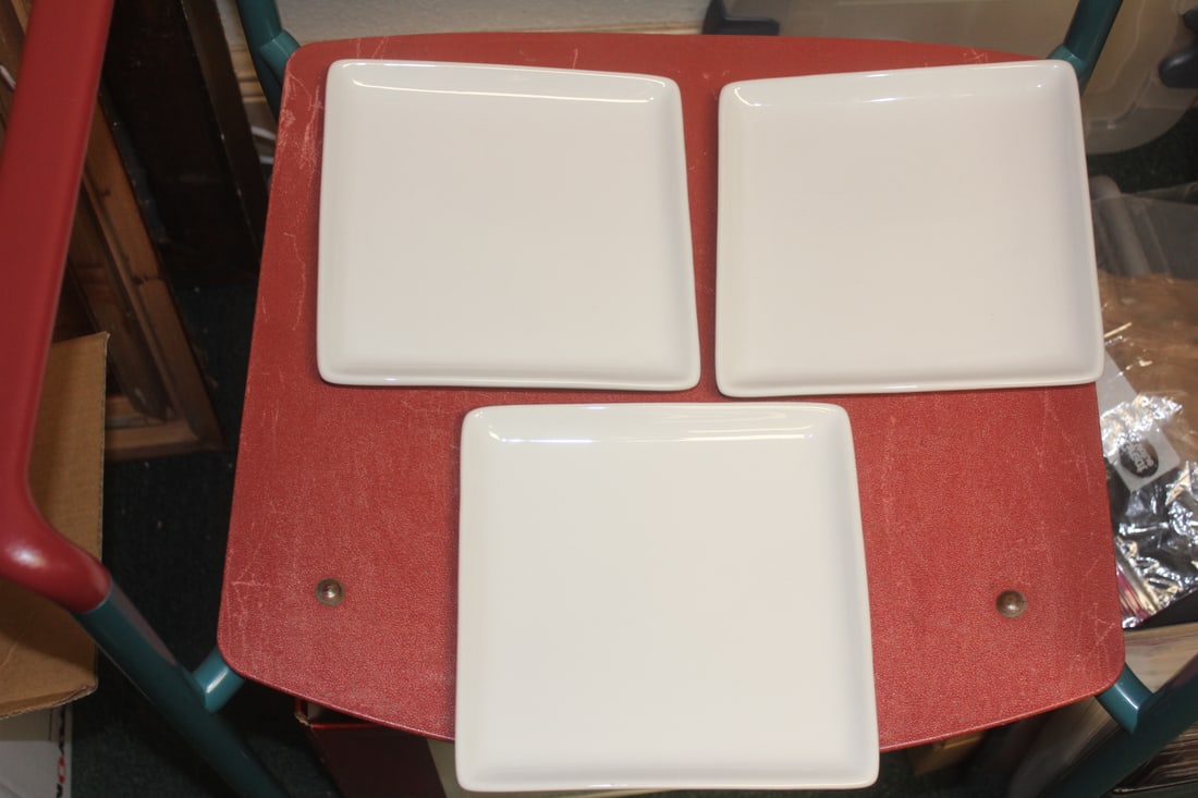 Florida Market Place Plates: square - porcelain - 7 3/4" square