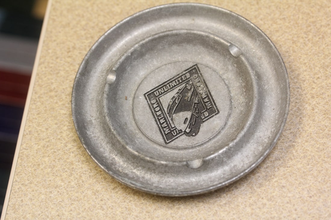 Vintage Aluminum Marlboro Ashtray: 5 1/4" in diameter