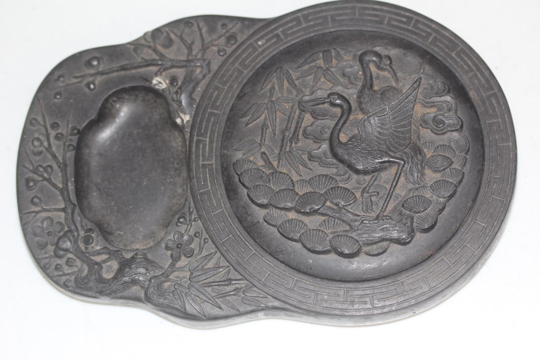 Signed Chinese Ink Cake: well carved - 8 5/8" x 5 3/4"