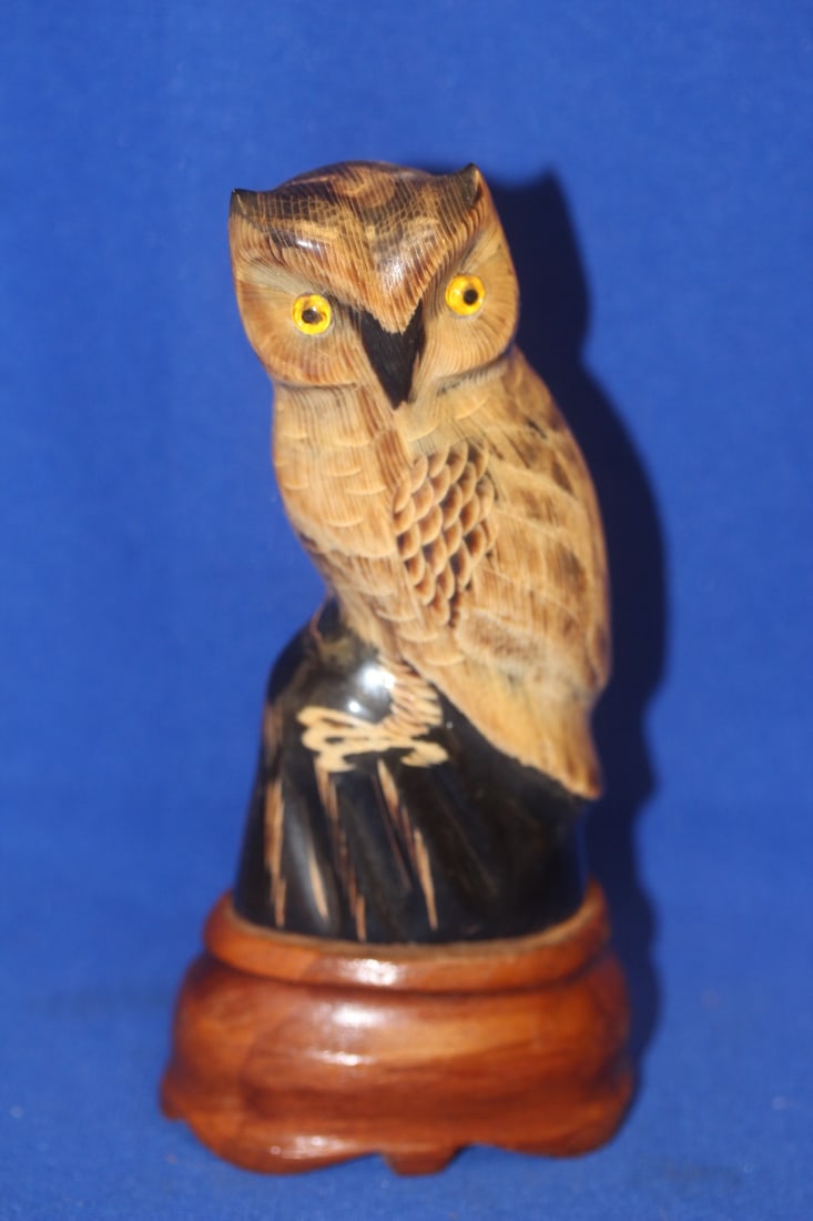 Horn Owl: well carved - 6 1/4" tall