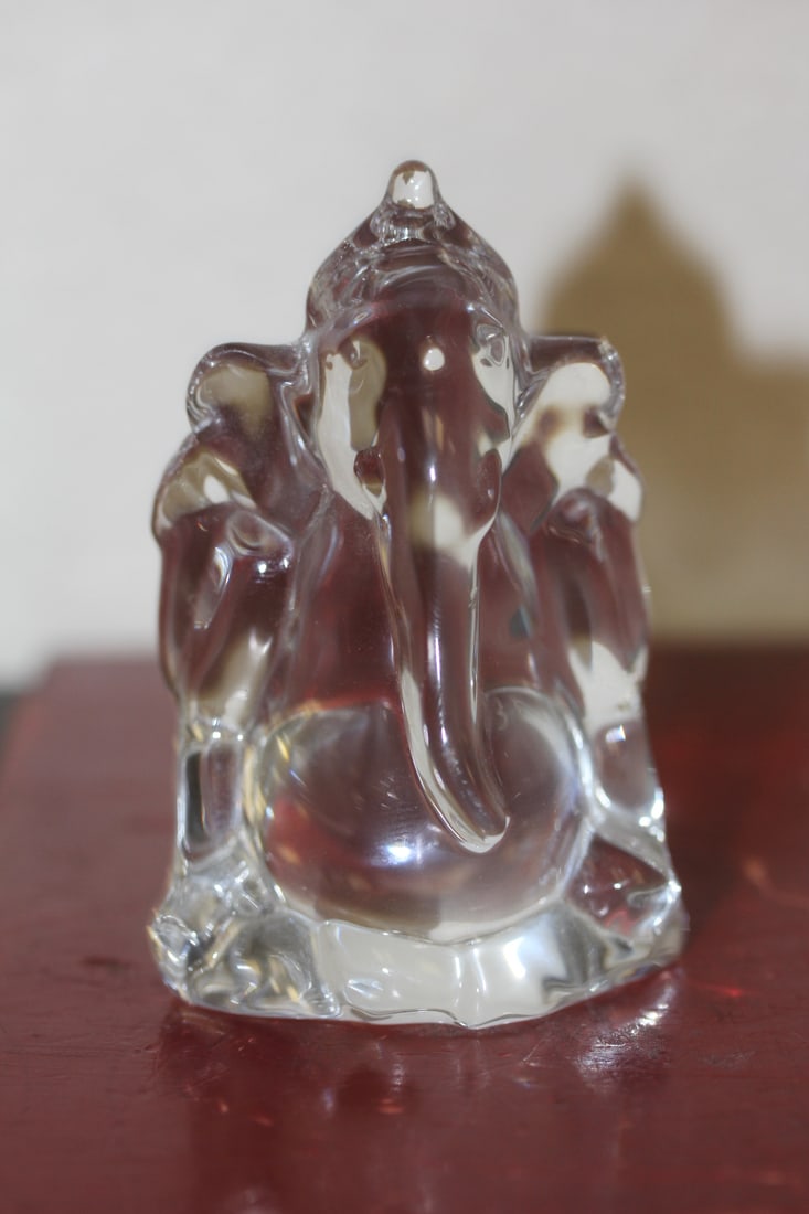 Marked Steuben Crystal Elephant: appeared to be an elephant God - 3 inches tall