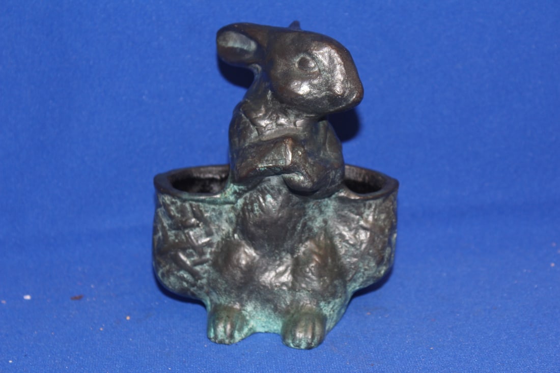 Bronze Rabbit Planter: 6 1/4" tall