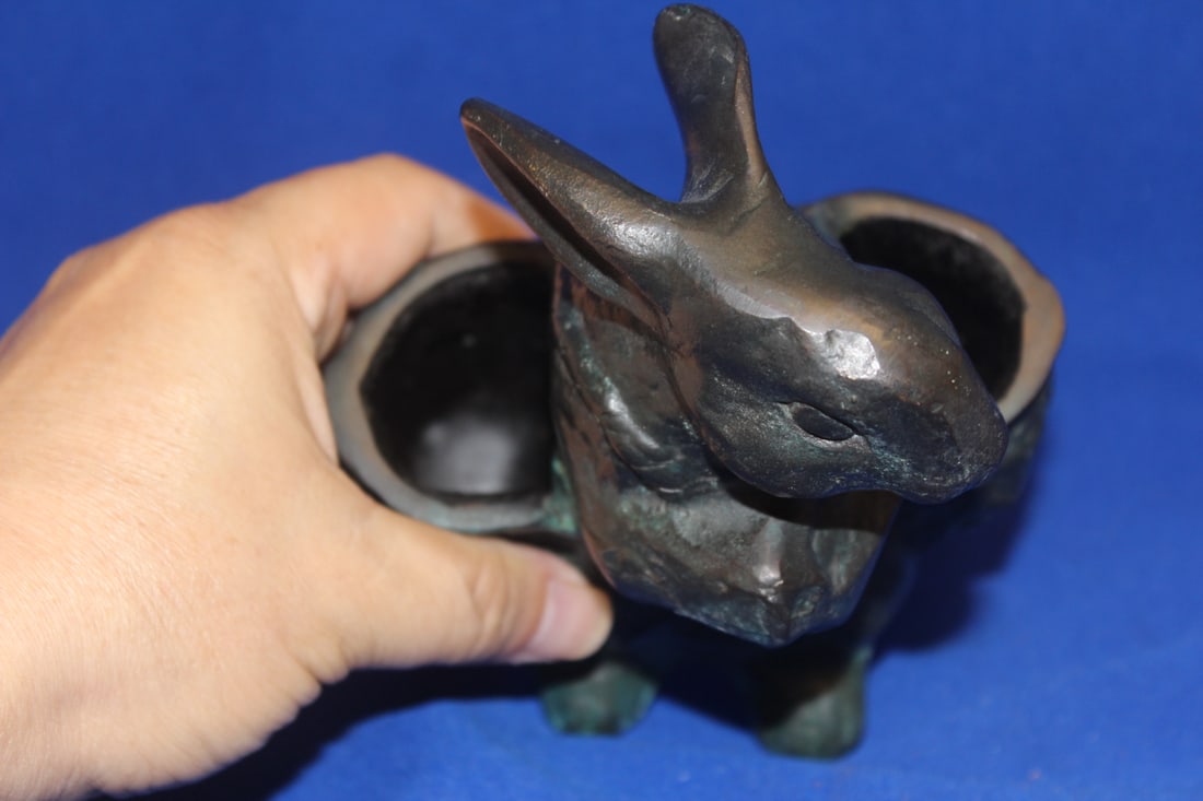 Bronze Rabbit Planter - 5