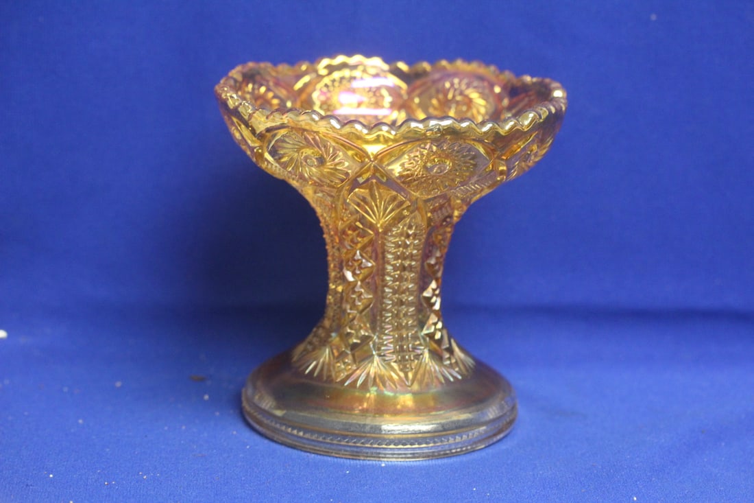 Carnival Glass Compote: 5 1/2" tall