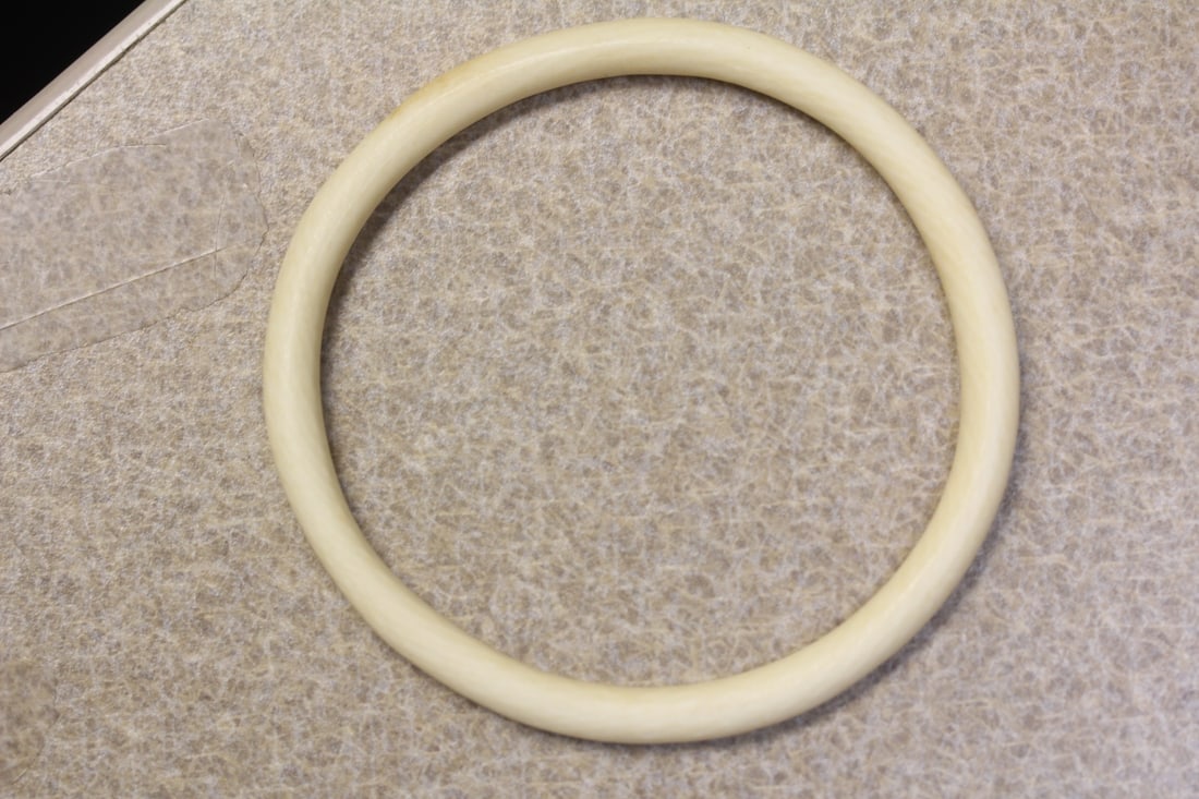 Antique Bone Carved Bangle Bracelet: inside diameter= 2 1/4"