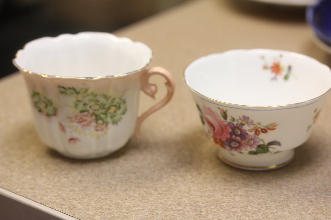 Lot of 2 Cups: one is Royal Crown Derby - the other one is unmarked - tallest= 2 1/4"